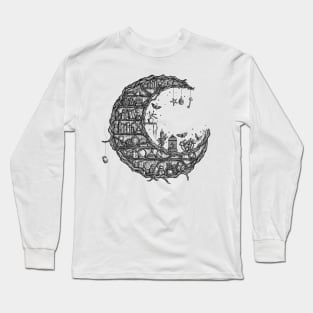 Crescent moon fantasy bookshelf Long Sleeve T-Shirt